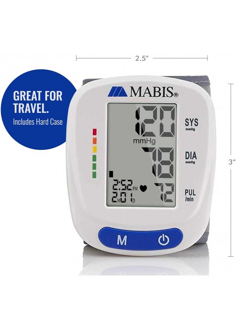 HealthSmart Digital Blood Pressure Monitor with Automatic Wrist Cuff that Displays Blood Pressure, Pulse Rate and Irregular Heartbeat, Stores up to 120 Readings for 2 Users, Black