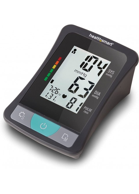 HealthSmart Digital Blood Pressure Monitor with Automatic Wrist Cuff that Displays Blood Pressure, Pulse Rate and Irregular Heartbeat, Stores up to 120 Readings for 2 Users, Black