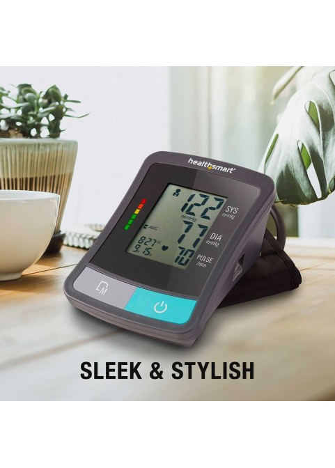 HealthSmart Digital Blood Pressure Monitor with Automatic Wrist Cuff that Displays Blood Pressure, Pulse Rate and Irregular Heartbeat, Stores up to 120 Readings for 2 Users, Black